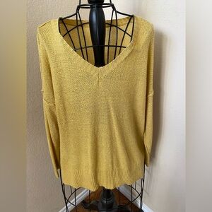 Mustard Yellow V Neck Relaxed Fit Sweater Size M/L